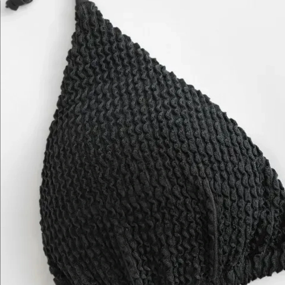 Zaful Black Textured Triangle Bikini - Picture 6 of 7